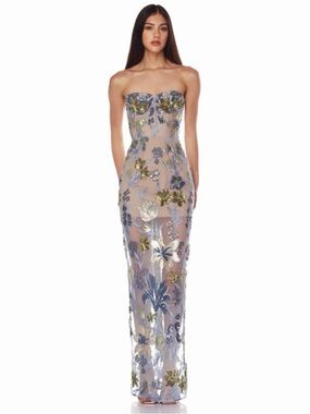Bronx and Banco | Dresses | Nwot Authentic Bronx And Banco Jasmine Maxi  Dress Floral Gold Strapless Dress | Poshmark